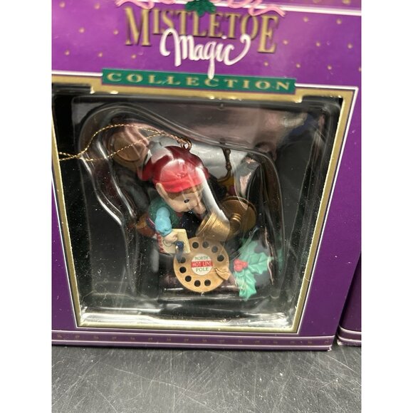 5 Mistletoe Magic Christmas Ornament Orig Boxes Baby Reindeer Train Mouse & Elf - Picture 6 of 16